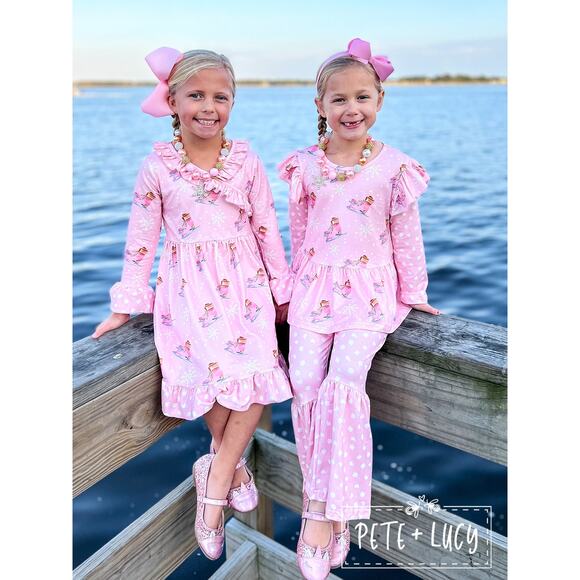 PETE + LUCY Pink Ice Princess Snowflake 2 Piece Pant Set 6/6X NEW Winter - Picture 3 of 8